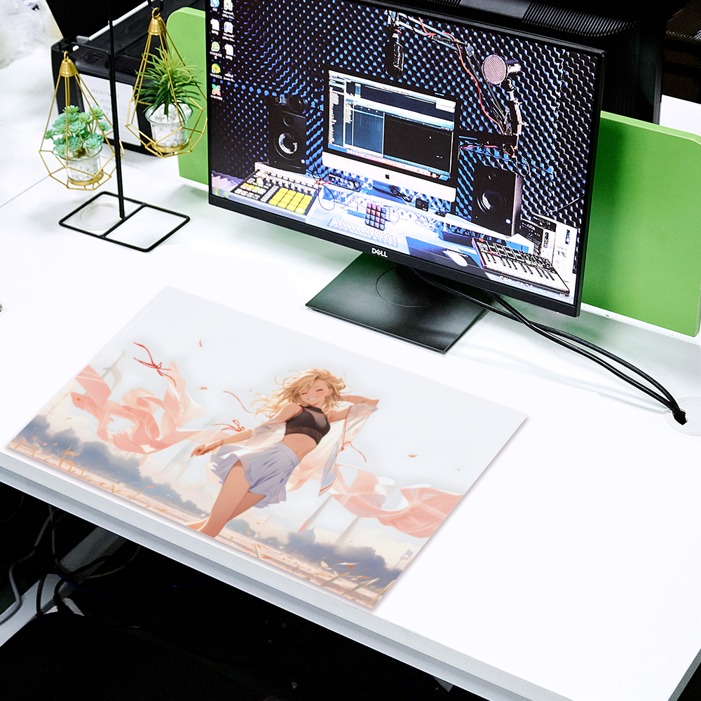 White Sky Anime Girl Playmat